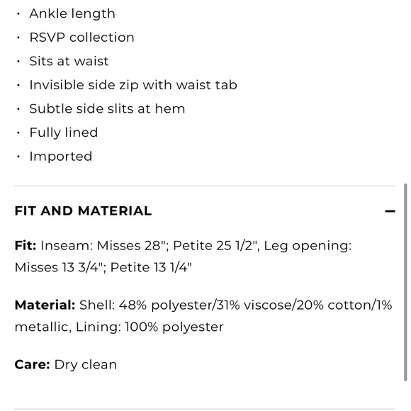 Talbots RSVP Jacquard Butterfly Ankle Pants Size 2 - Picture 10 of 12